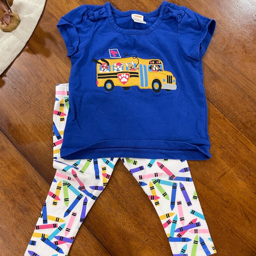 GYMBOREE School bus t shirt & pencil leggings set